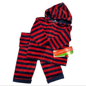 Magnificent Baby Smart Close Striped Velour Magnetic Outfit